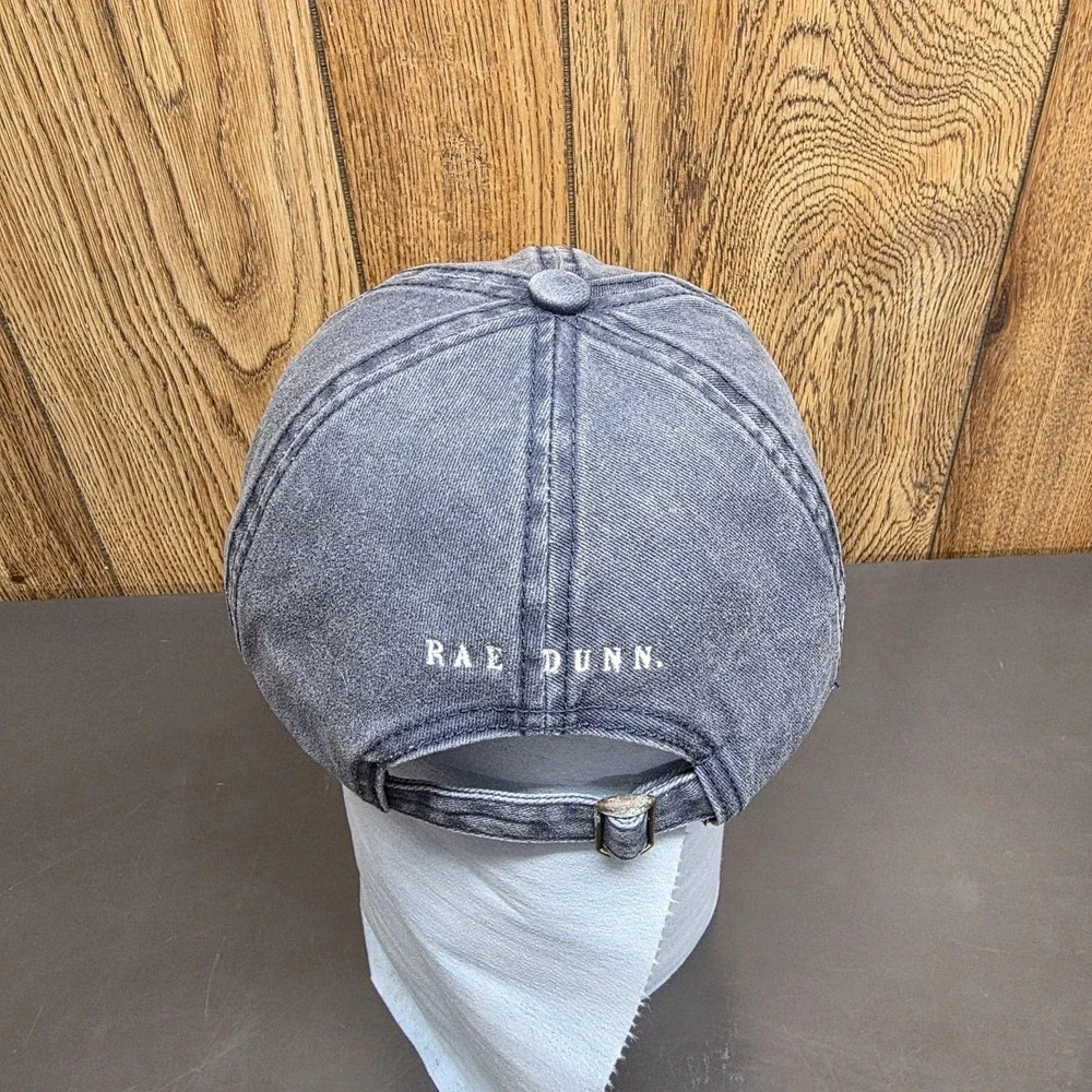 Rae Dunn Hat‎ Cap Strap Back Womens One Size Blue Dog Mom Denim Washed Casual